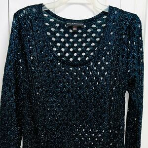 Rock & Republic Blue Shine High Low Knit Tunic Open Knit Sweater Size L
